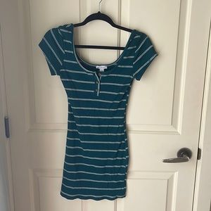 Green body on casual dress